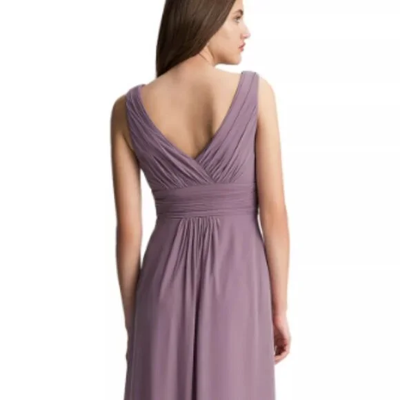 Bill Levkoff Navy Blue Chiffon Surplice A-line Bridesmaids Gown Sz 2 - Picture 3 of 11